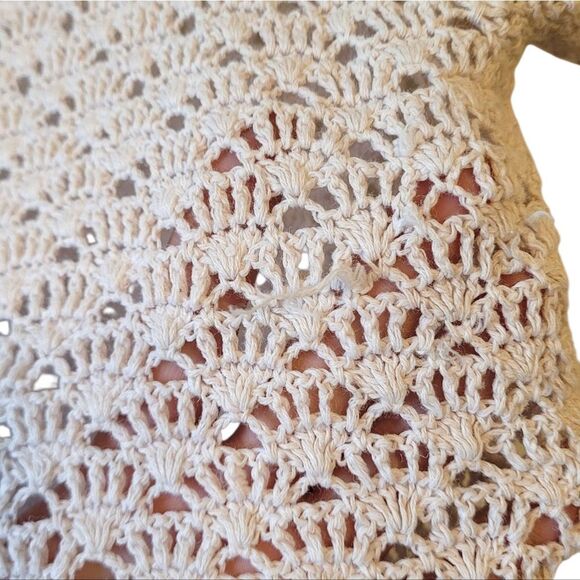 Vintage Handmade Women's Cream Crochet Cardigan Size M - Picture 4 of 6